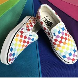 rainbow vans slip on womens